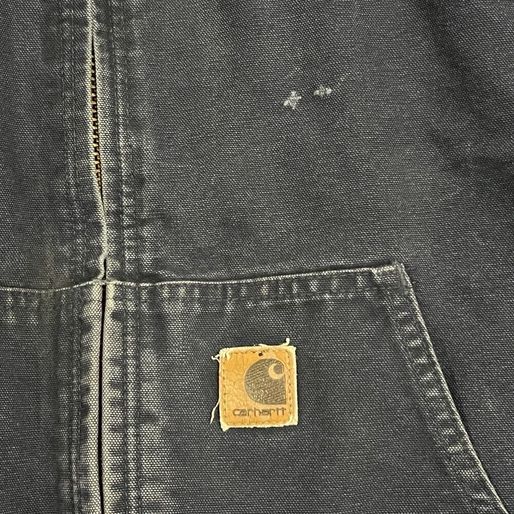 Vintage Carhartt Jacket Mens 3XL Tall Navy Hooded Canvas Lined Work J130 MDT - Picture 5 of 16